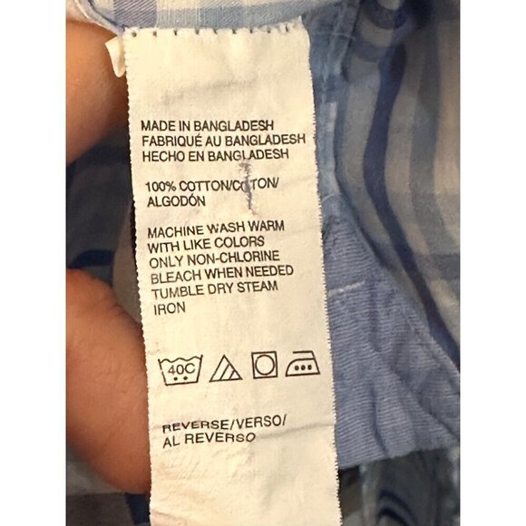 Izod Mens XXL Lightweight Poplin Button-Down Shirt Blue & White Plaid Preppy - Picture 4 of 4